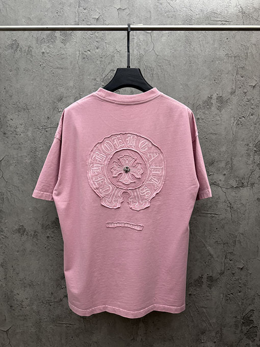 クロムハーツ 新モデルアメリカンスタイルのレーザーカットアップリケ刺繍のカップル半袖Tシャツ