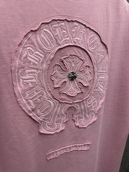 クロムハーツ 新モデルアメリカンスタイルのレーザーカットアップリケ刺繍のカップル半袖Tシャツ