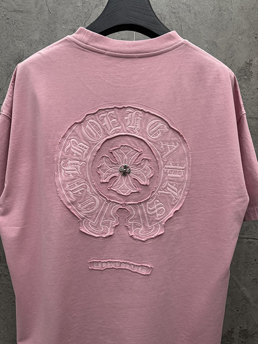 クロムハーツ 新モデルアメリカンスタイルのレーザーカットアップリケ刺繍のカップル半袖Tシャツ