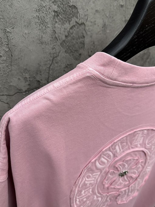 クロムハーツ 新モデルアメリカンスタイルのレーザーカットアップリケ刺繍のカップル半袖Tシャツ