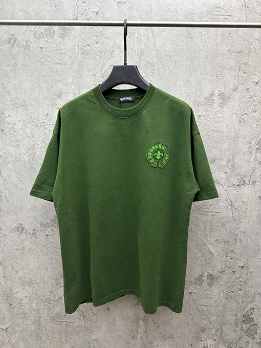 クロムハーツ 新モデルアメリカンスタイルのレーザーカットアップリケ刺繍のカップル半袖Tシャツ