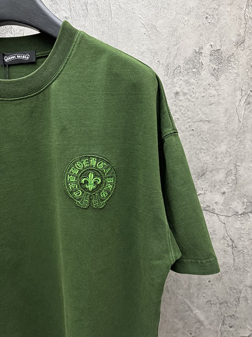 クロムハーツ 新モデルアメリカンスタイルのレーザーカットアップリケ刺繍のカップル半袖Tシャツ