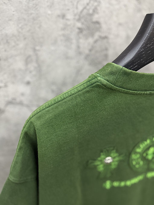 クロムハーツ 新モデルアメリカンスタイルのレーザーカットアップリケ刺繍のカップル半袖Tシャツ