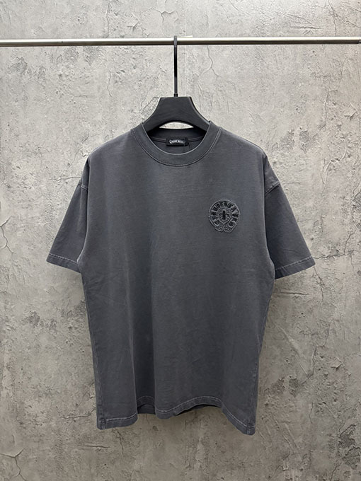 クロムハーツ 新モデルアメリカンスタイルのレーザーカットアップリケ刺繍のカップル半袖Tシャツ