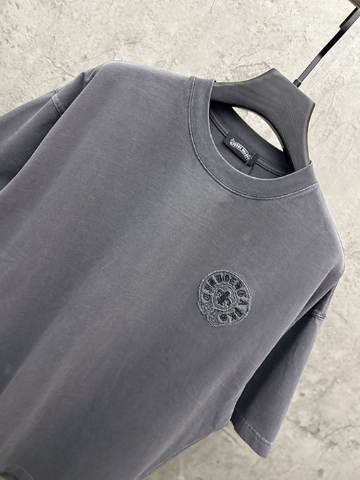 クロムハーツ 新モデルアメリカンスタイルのレーザーカットアップリケ刺繍のカップル半袖Tシャツ