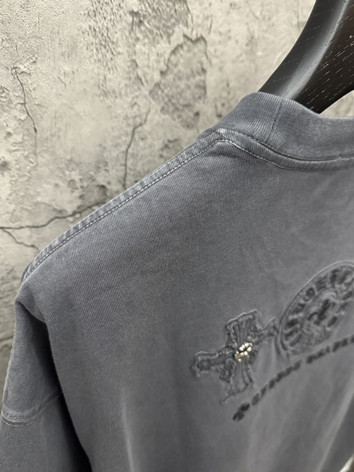 クロムハーツ 新モデルアメリカンスタイルのレーザーカットアップリケ刺繍のカップル半袖Tシャツ