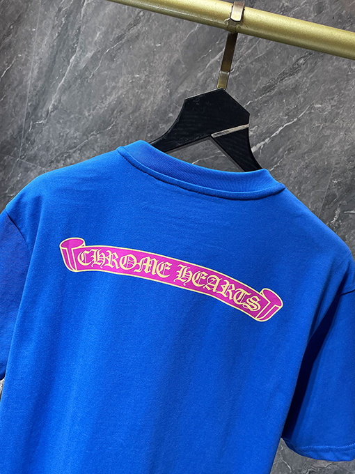 クロムハーツ ドーパミンブルーピンクローラー半袖Tシャツ