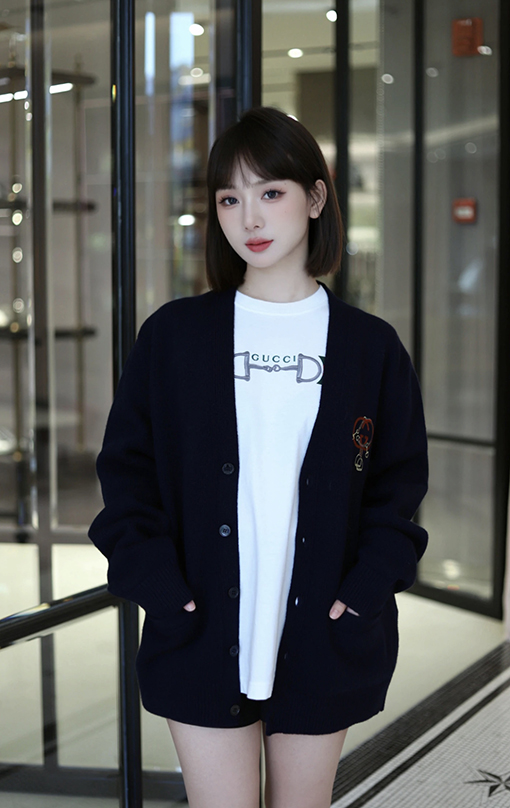 グッチ 新年のランタン刺繍ニットカーディガン