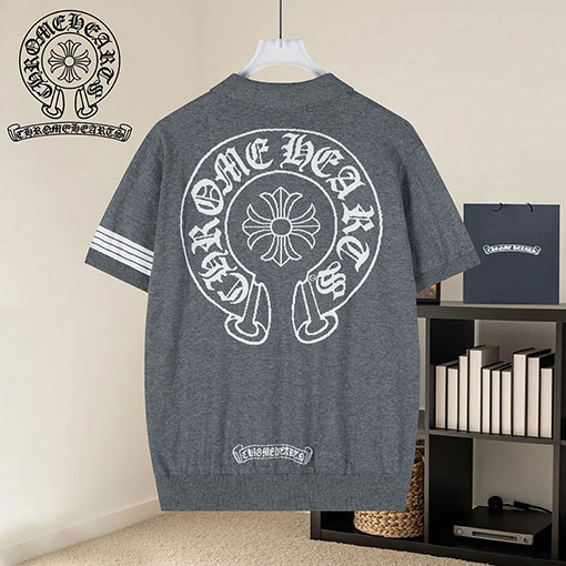 クロムハーツ ジャカードカラーニット半袖Tシャツ