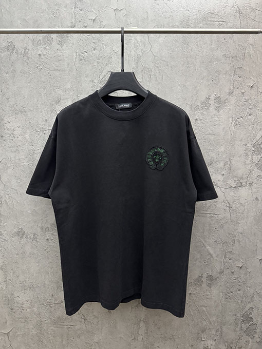 クロムハーツ 新しいアメリカンスタイルのレーザーカットアップリケ刺繍のカップル半袖Tシャツ