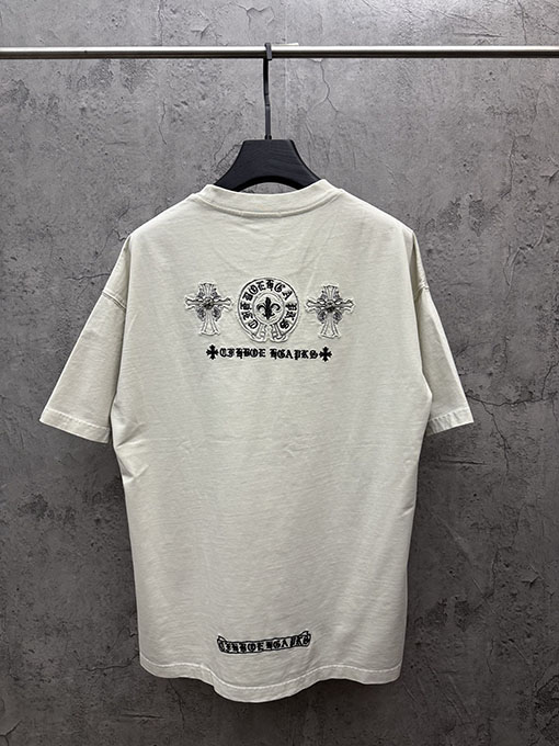 クロムハーツ 新しいアメリカンスタイルのレーザーカットアップリケ刺繍のカップル半袖Tシャツ