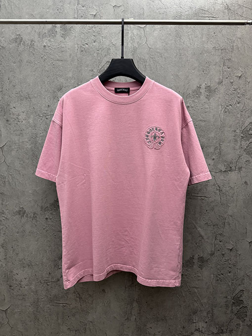 クロムハーツ 新しいアメリカンスタイルのレーザーカットアップリケ刺繍のカップル半袖Tシャツ