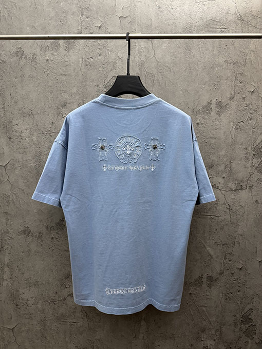 クロムハーツ 新しいアメリカンスタイルのレーザーカットアップリケ刺繍のカップル半袖Tシャツ