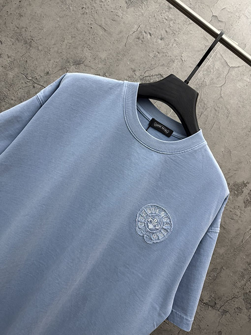 クロムハーツ 新しいアメリカンスタイルのレーザーカットアップリケ刺繍のカップル半袖Tシャツ