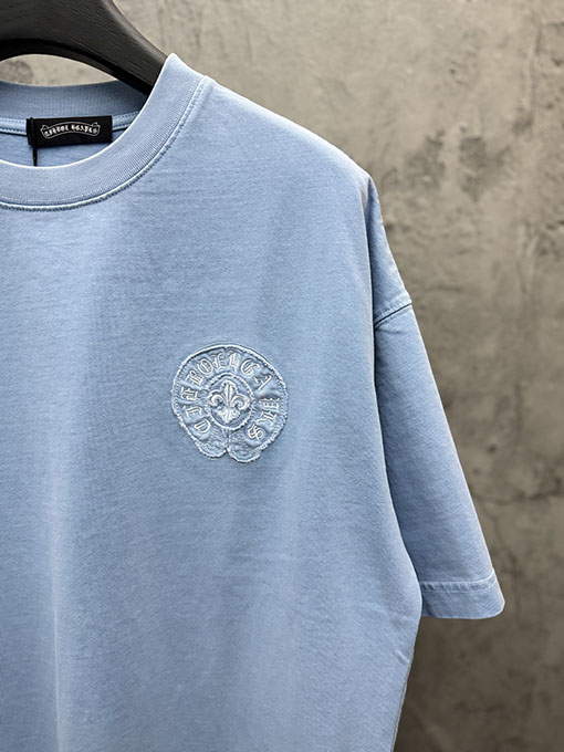 クロムハーツ 新しいアメリカンスタイルのレーザーカットアップリケ刺繍のカップル半袖Tシャツ