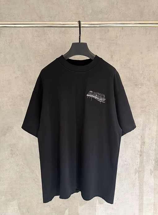 バレンシアガスーパーコピー Balenciaga ロゴ刺繍半袖Tシャツ