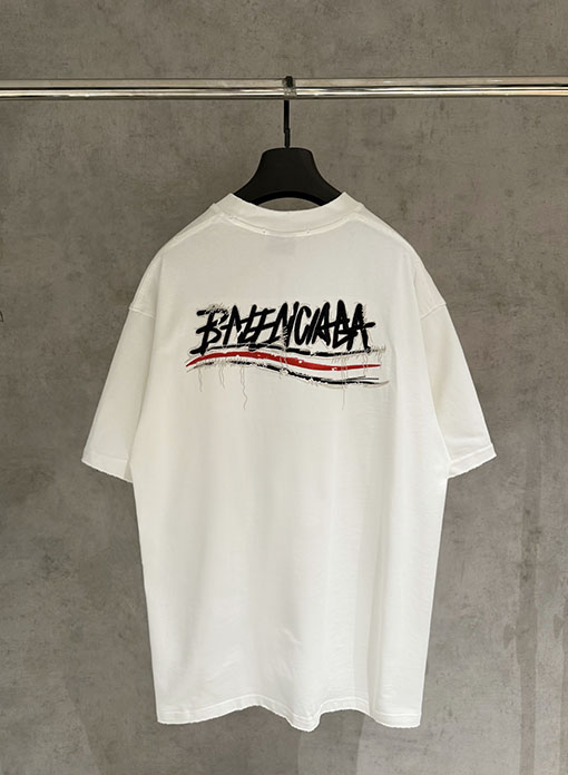 バレンシアガスーパーコピー Balenciaga ロゴ刺繍半袖Tシャツ