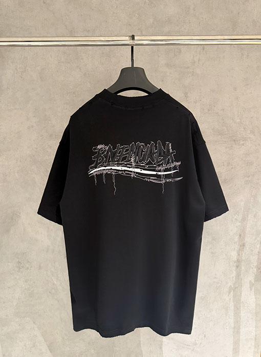 バレンシアガスーパーコピー Balenciaga ロゴ刺繍半袖Tシャツ