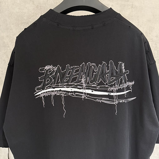 バレンシアガスーパーコピー Balenciaga ロゴ刺繍半袖Tシャツ