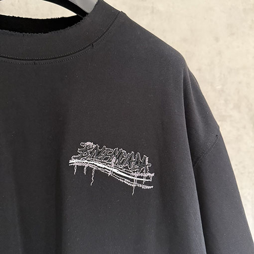 バレンシアガスーパーコピー Balenciaga ロゴ刺繍半袖Tシャツ