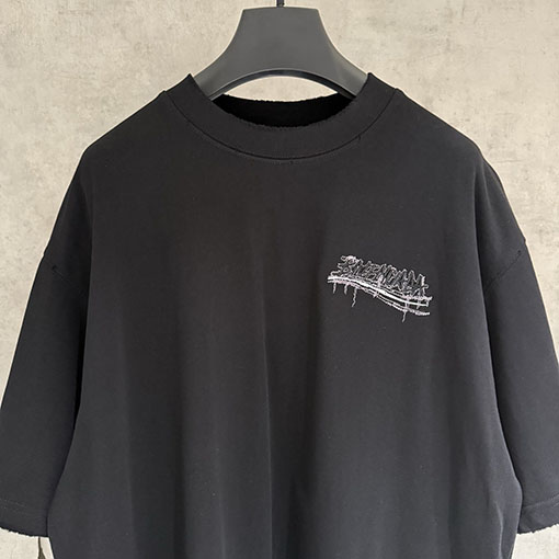 バレンシアガスーパーコピー Balenciaga ロゴ刺繍半袖Tシャツ