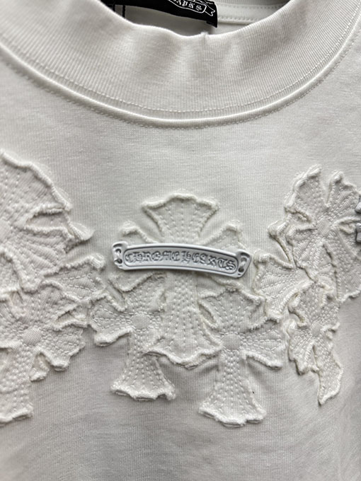 クロムハーツコピー 4 層アップリケクロスステッチ半袖Tシャツ