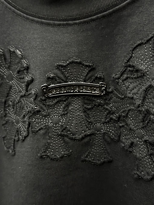 クロムハーツコピー 4 層アップリケクロスステッチ半袖Tシャツ