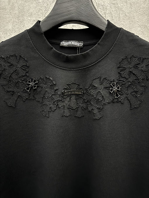 クロムハーツコピー 4 層アップリケクロスステッチ半袖Tシャツ