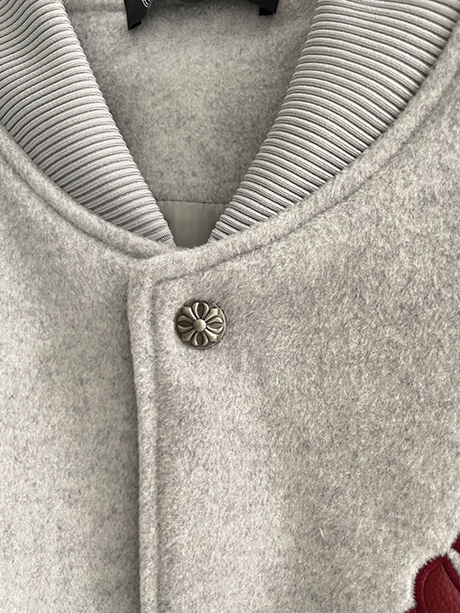 クロムハーツコピー 刺繍ロゴ入りウール混ベースボールジャケット