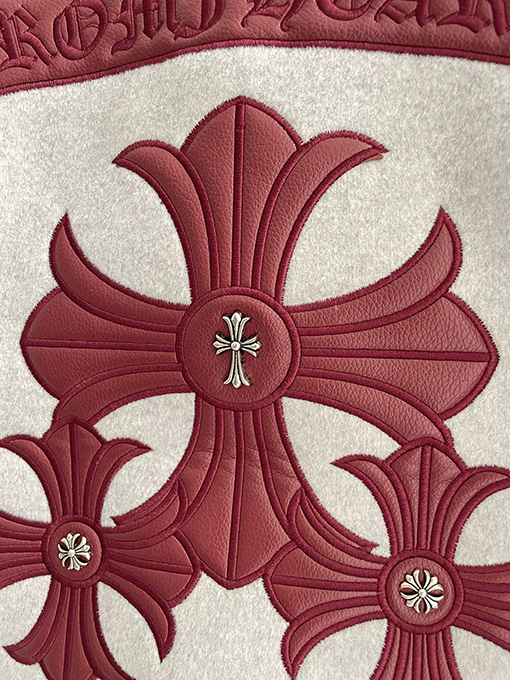 クロムハーツコピー 刺繍ロゴ入りウール混ベースボールジャケット