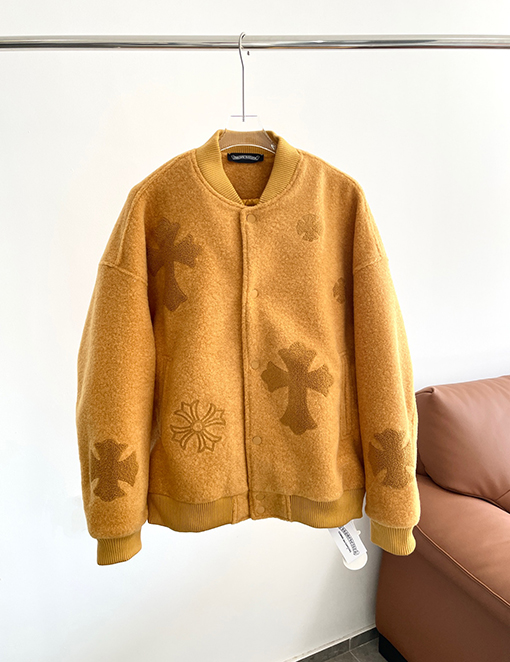 クロムハーツスーパーコピー ウール刺繍ロゴ厚手ベースボールジャケット