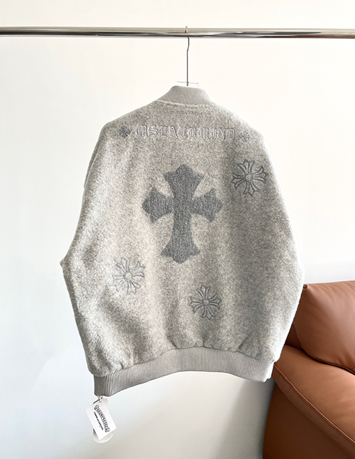 クロムハーツスーパーコピー ウール刺繍ロゴ厚手ベースボールジャケット