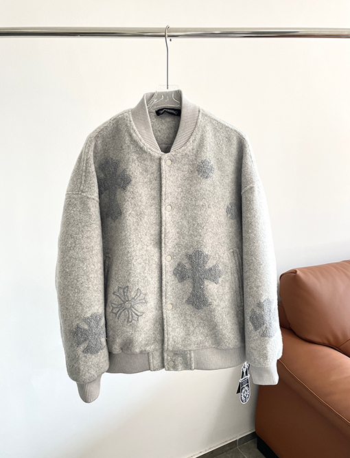 クロムハーツスーパーコピー ウール刺繍ロゴ厚手ベースボールジャケット