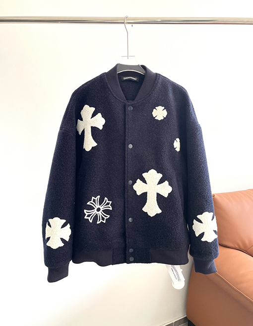 クロムハーツスーパーコピー ウール刺繍ロゴ厚手ベースボールジャケット