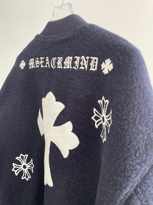 クロムハーツスーパーコピー ウール刺繍ロゴ厚手ベースボールジャケット