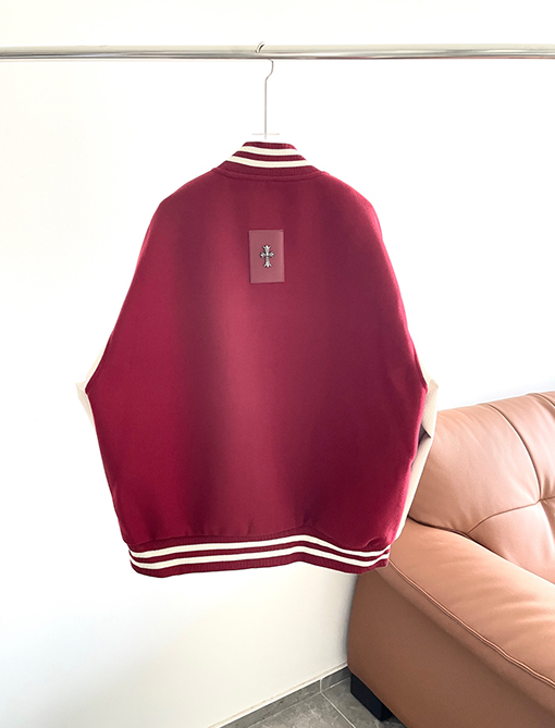 クロムハーツ 刺繍入りホースシュークロスダブルレイヤーベースボールジャケット