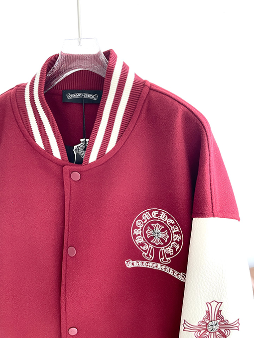 クロムハーツ 刺繍入りホースシュークロスダブルレイヤーベースボールジャケット