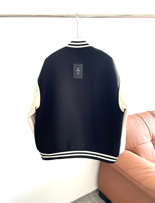 クロムハーツ 刺繍入りホースシュークロスダブルレイヤーベースボールジャケット