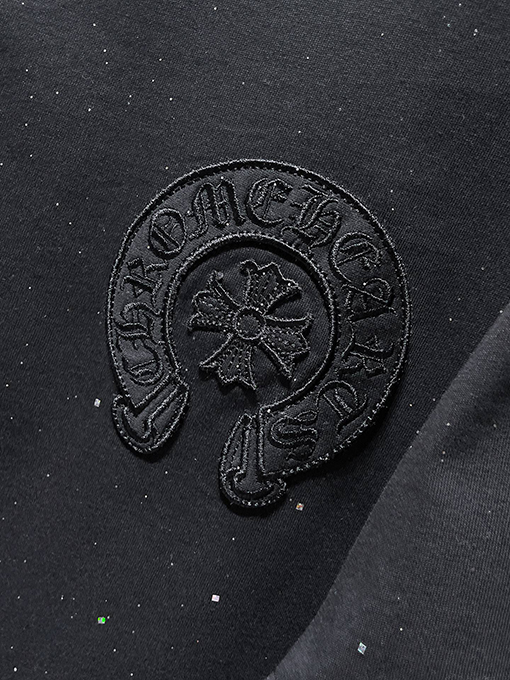 クロムハーツ クラシックな馬蹄刺繍の金箔スター半袖Tシャツ