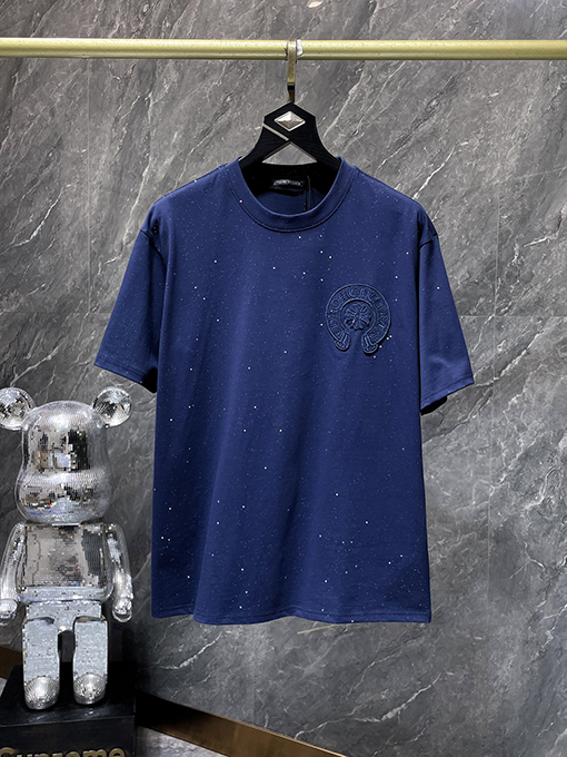 クロムハーツ クラシックな馬蹄刺繍の金箔スター半袖Tシャツ