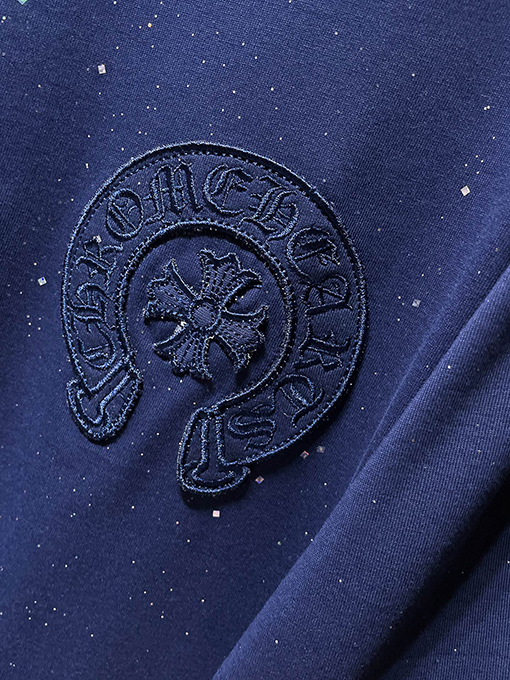 クロムハーツ クラシックな馬蹄刺繍の金箔スター半袖Tシャツ