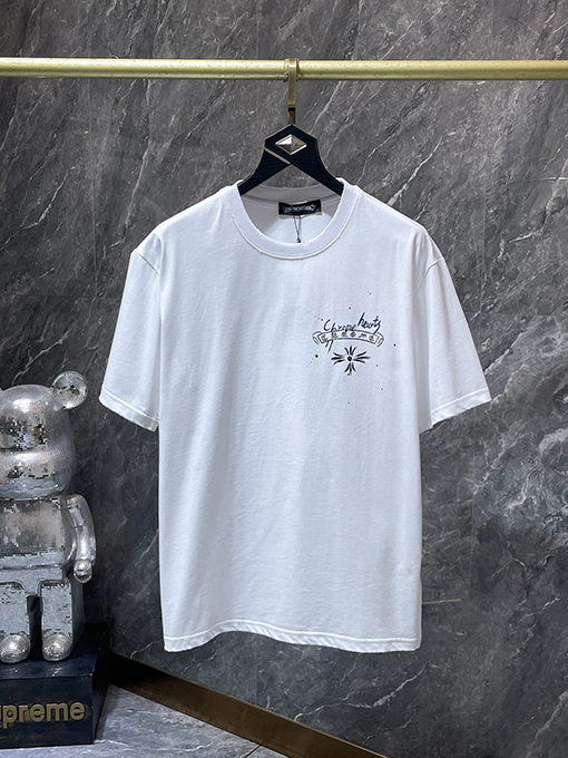 クロムハーツコピー 馬蹄の手描きインクスプラッター半袖Tシャツ