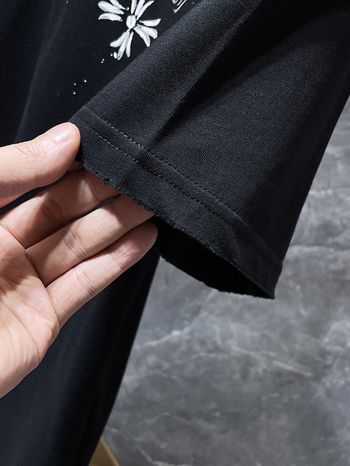 クロムハーツコピー 馬蹄の手描きインクスプラッター半袖Tシャツ