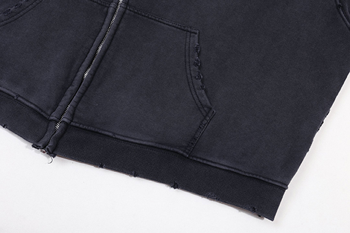 ヴェトモン VETEMENTS 新作 ウォッシュダメージフード付き ジップアップスウェットシャツ