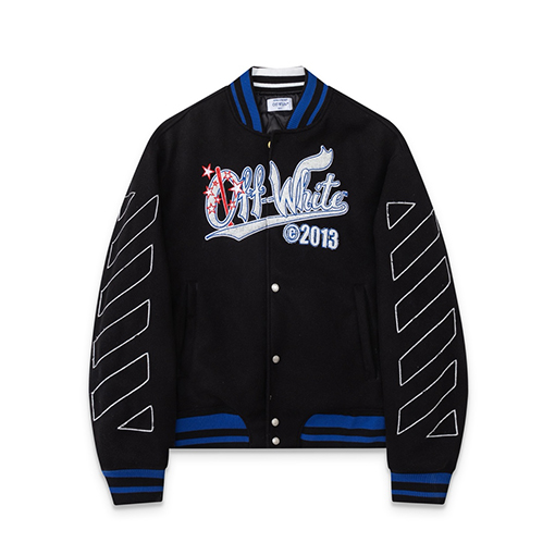 オフホワイト off white 刺繍入りベースボールジャケット
