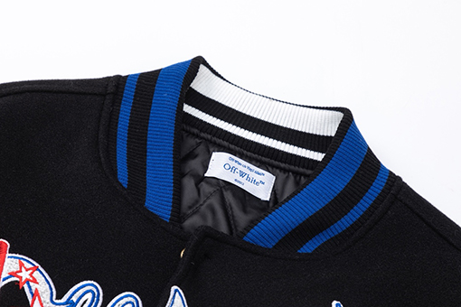 オフホワイト off white 刺繍入りベースボールジャケット