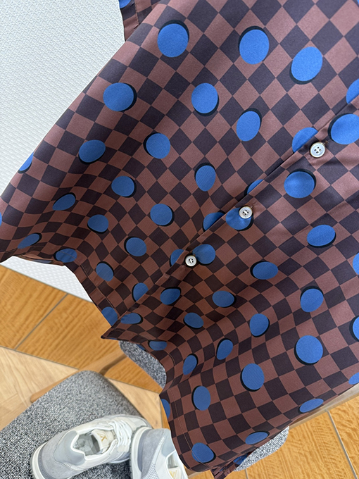 ルイヴィトン チェック柄水玉模様の半袖シャツ