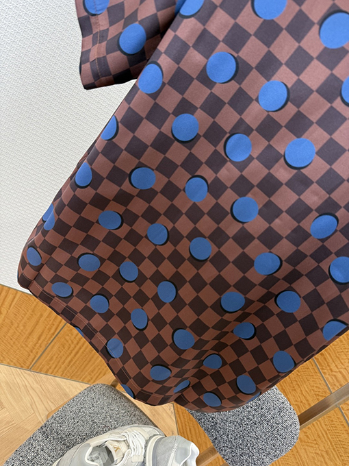 ルイヴィトン チェック柄水玉模様の半袖シャツ