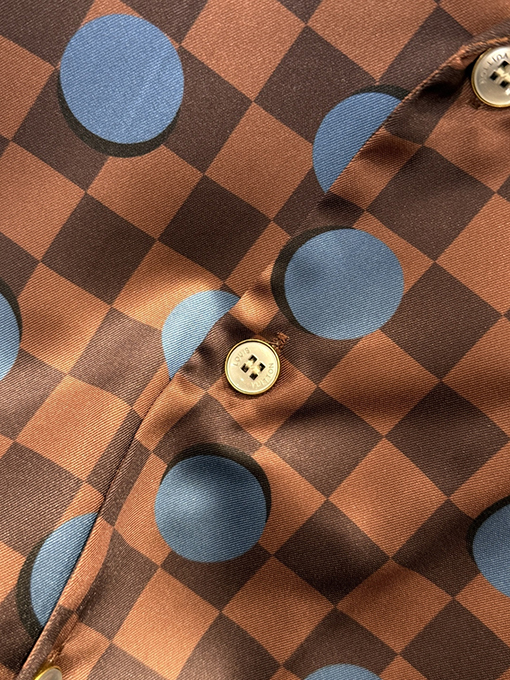 ルイヴィトン チェック柄水玉模様の半袖シャツ