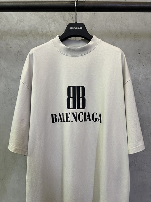 バレンシアガ Balenciaga 新しいダブルBロゴプリント半袖Tシャツ